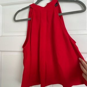 Red chiffon crop top